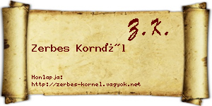 Zerbes Kornél névjegykártya